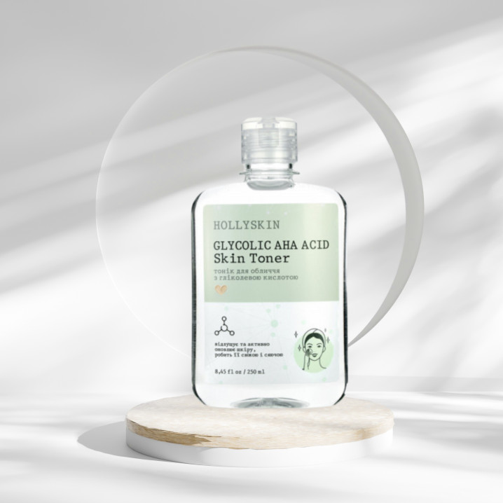 Тонік для обличчя Glycolic AHA Acid Skin Toner HOLLYSKIN 250 ml.